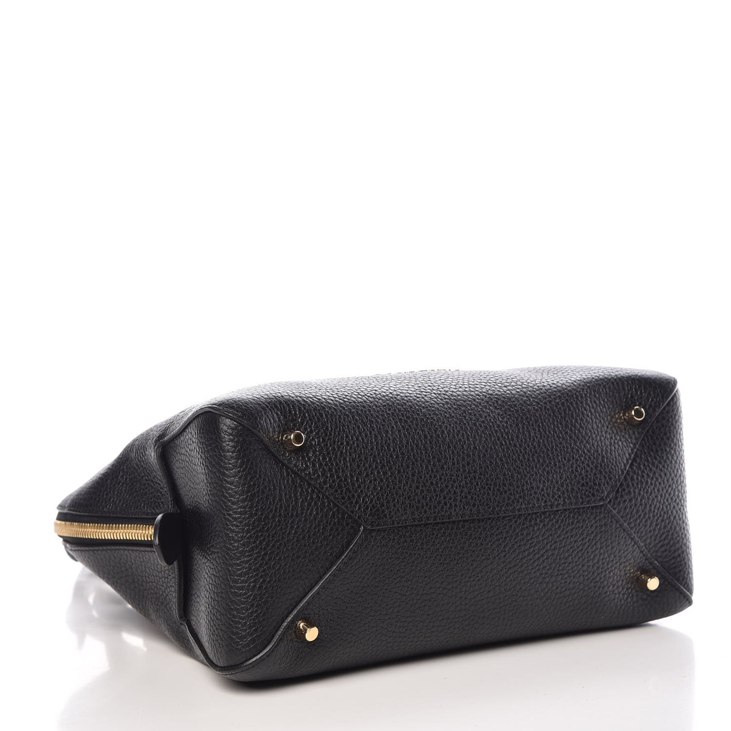 London Grainy Calfskin Small Greenwood Bowling Bag Black