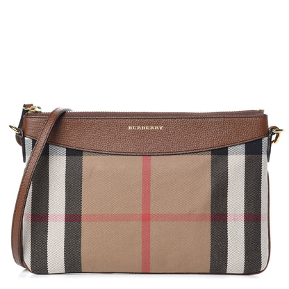 Burberry House Check Derby Peyton Crossbody Clutch Bag Tan 1 of 9