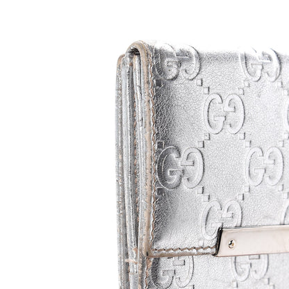 Gucci Metallic Guccissima Metal Bar French Flap Wallet Silver 11 of 13
