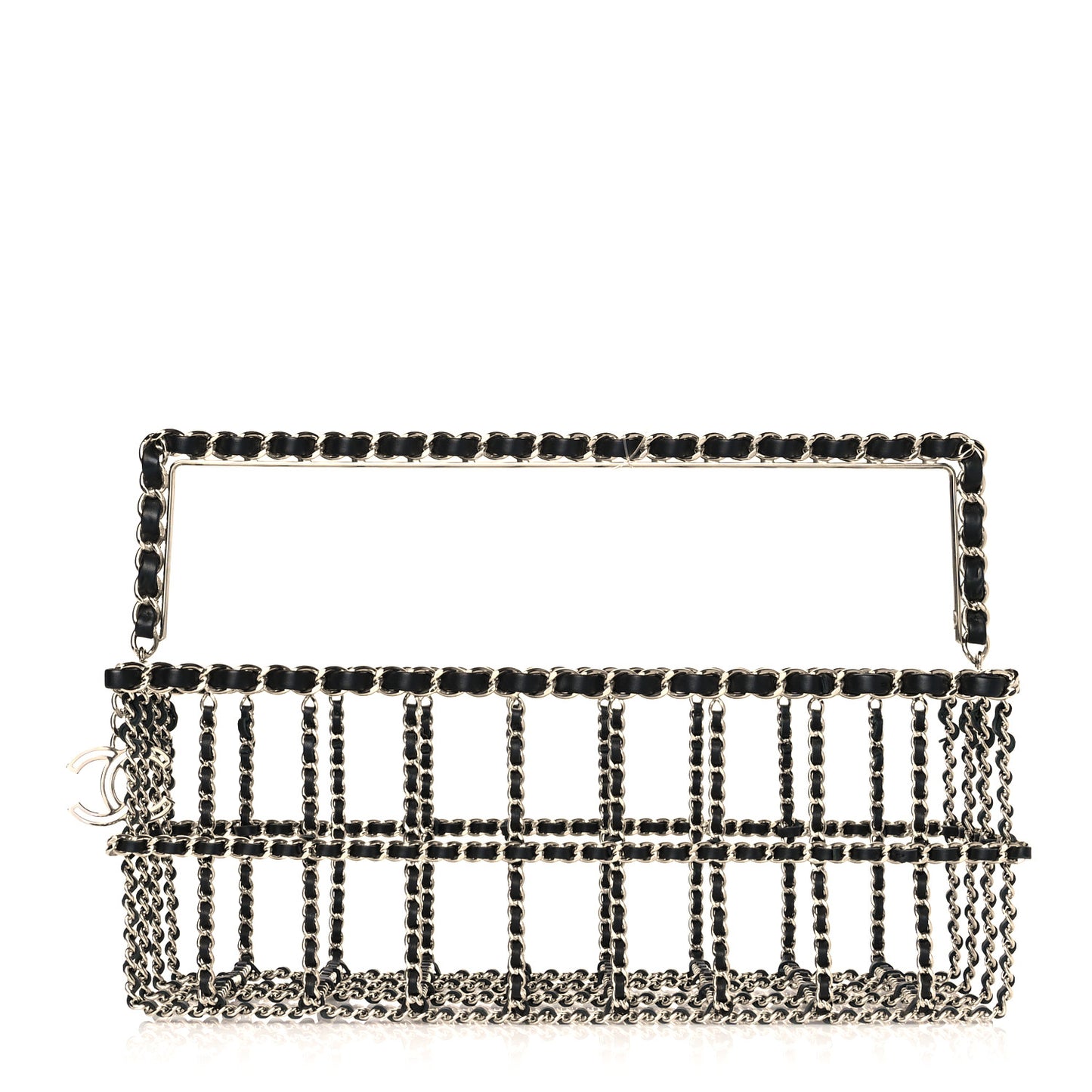 Brass Calfskin Grocery By Chanel Minaudiere Shopping Basket Silver