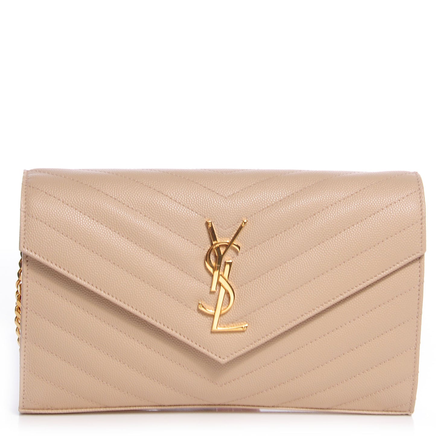 Matelasse Chevron Monogram Chain Wallet Powder