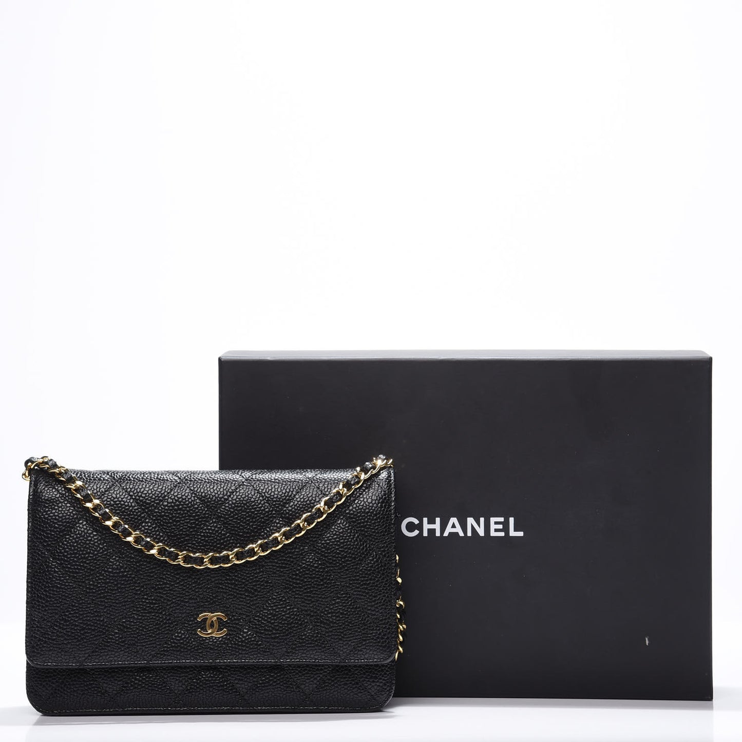 Caviar Quilted Wallet On Chain WOC Black