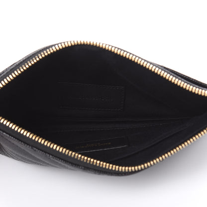 Saint Laurent Grain De Poudre Chevron Monogram Bill Pouch Black 5 of 12