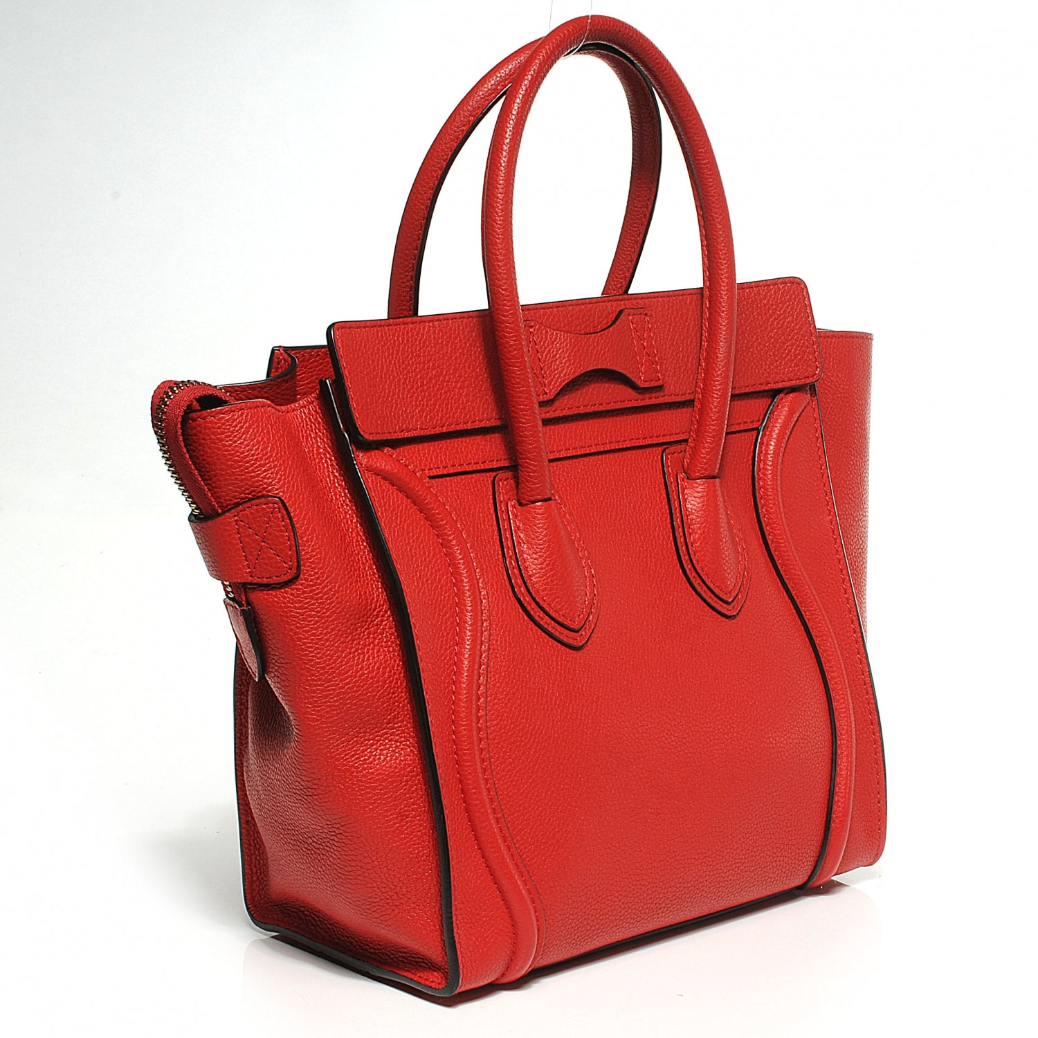 Celine Drummed Leather Micro Luggage Coquelicot 6 of 12