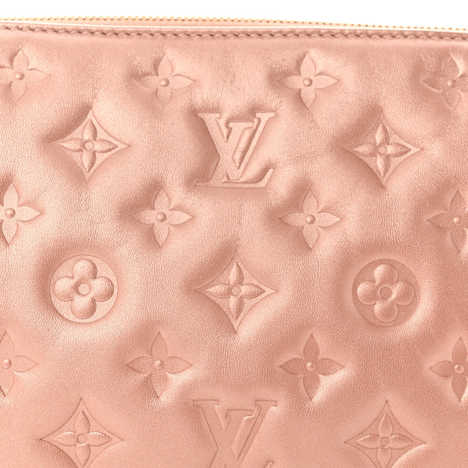 Louis Vuitton Metallic Lambskin Embossed Monogram Coussin BB Pink Gold 8 of 10