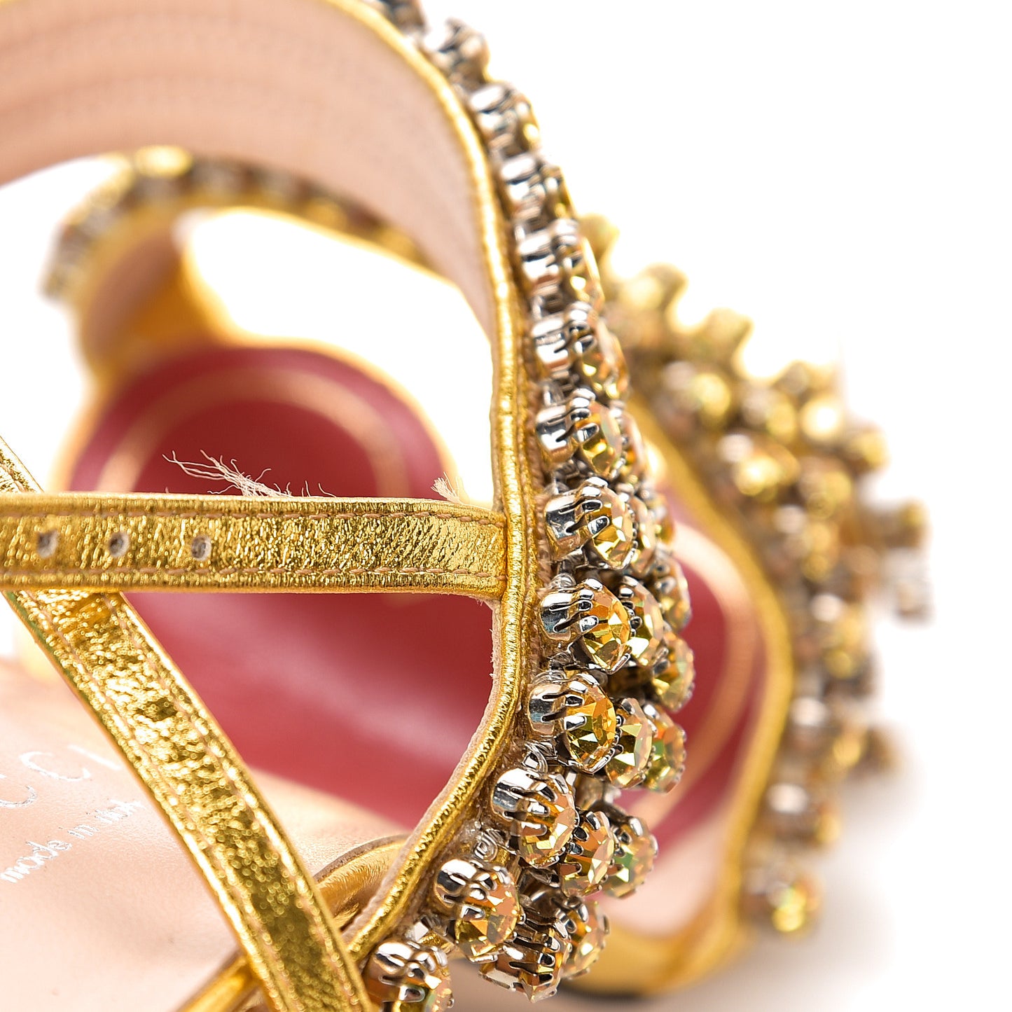 Nappa Silk Crystal Bertie High Heel Sandals 36.5 Gold