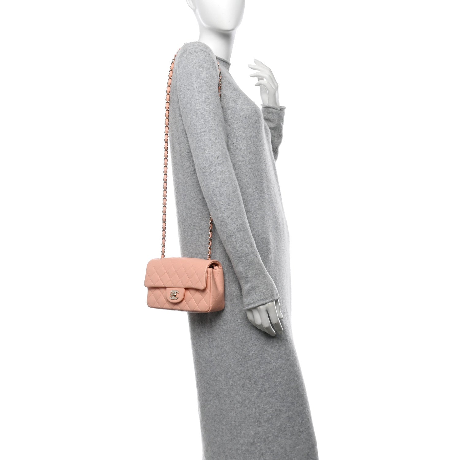 Chanel Lambskin Quilted Mini Rectangular Flap Light Pink 2 of 11