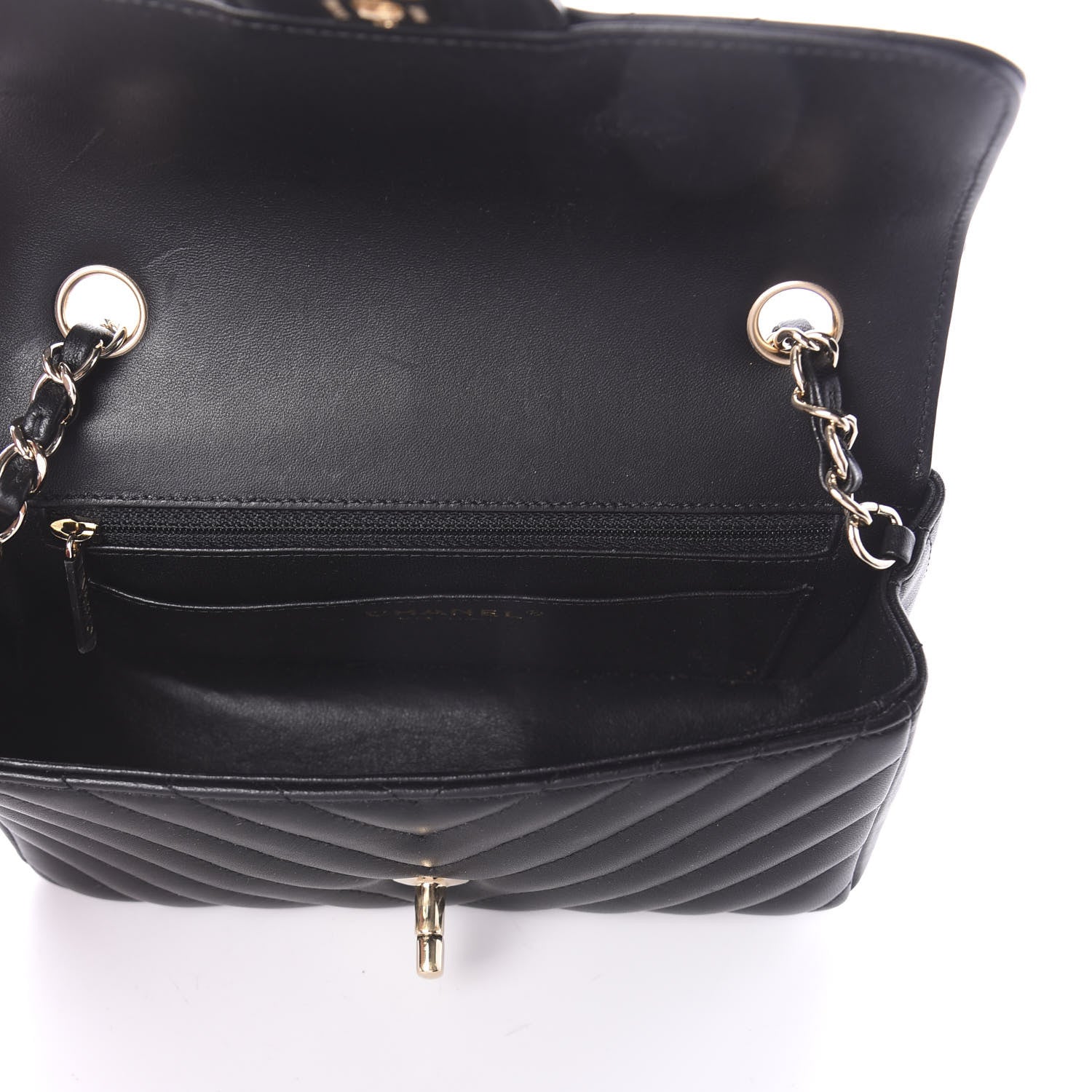 Chanel Lambskin Chevron Quilted Mini Rectangular Flap Black 4 of 7
