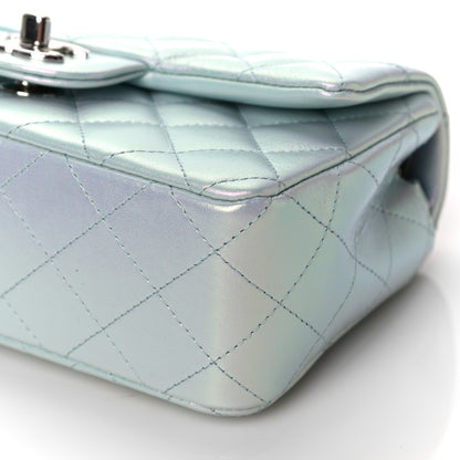 Chanel Iridescent Calfskin Quilted Mini Rectangular Flap Light Blue 10 of 11