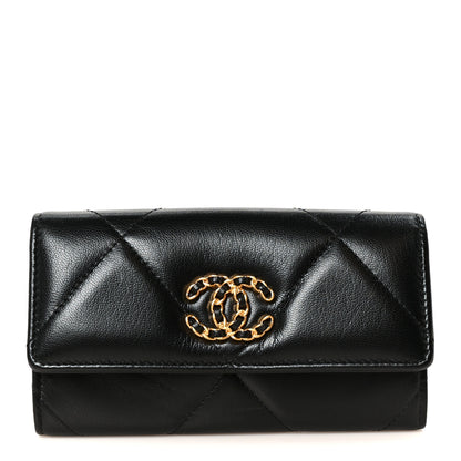 Chanel Lambskin Quilted Chanel 19 Flap Wallet Black 1 of 10