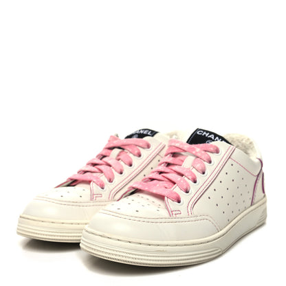 Chanel Calfskin Womens Logo Sneakers 35.5 White Pink 3 of 10