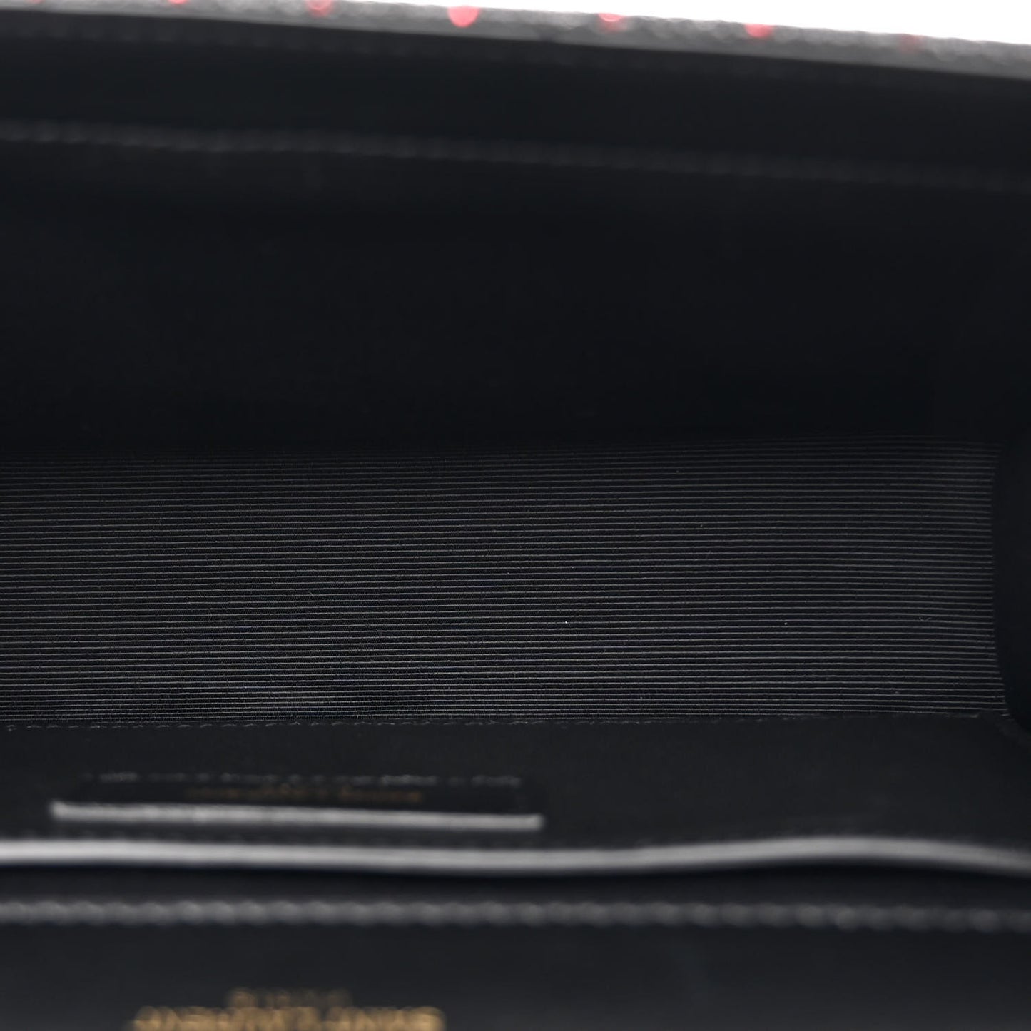 Metallic Calfskin Striped Small Monogram Kate Satchel Black Red