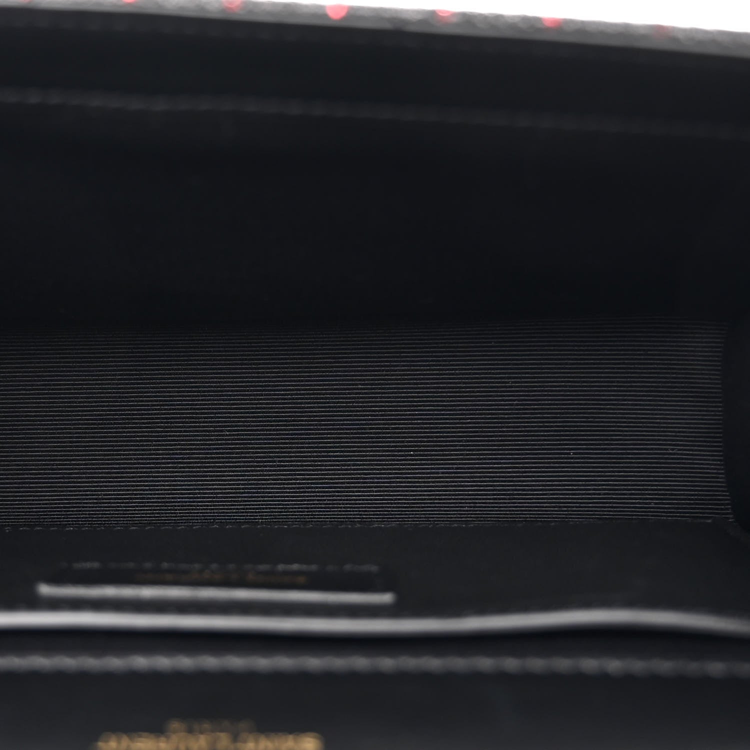 Saint Laurent Metallic Calfskin Striped Small Monogram Kate Satchel Black Red 5 of 10