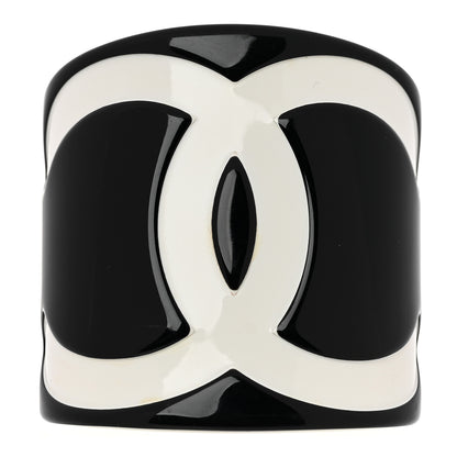 Chanel Resin CC Wide Cuff Black White 1 of 5
