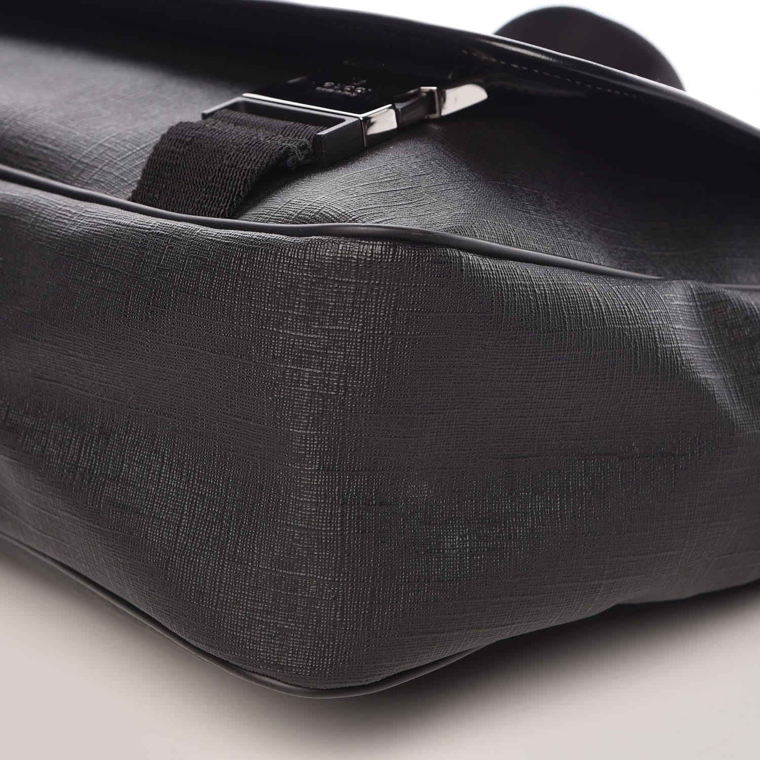 Gucci Coated Canvas Interlocking G Double Buckle Flap Messenger Bag Black 9 of 10