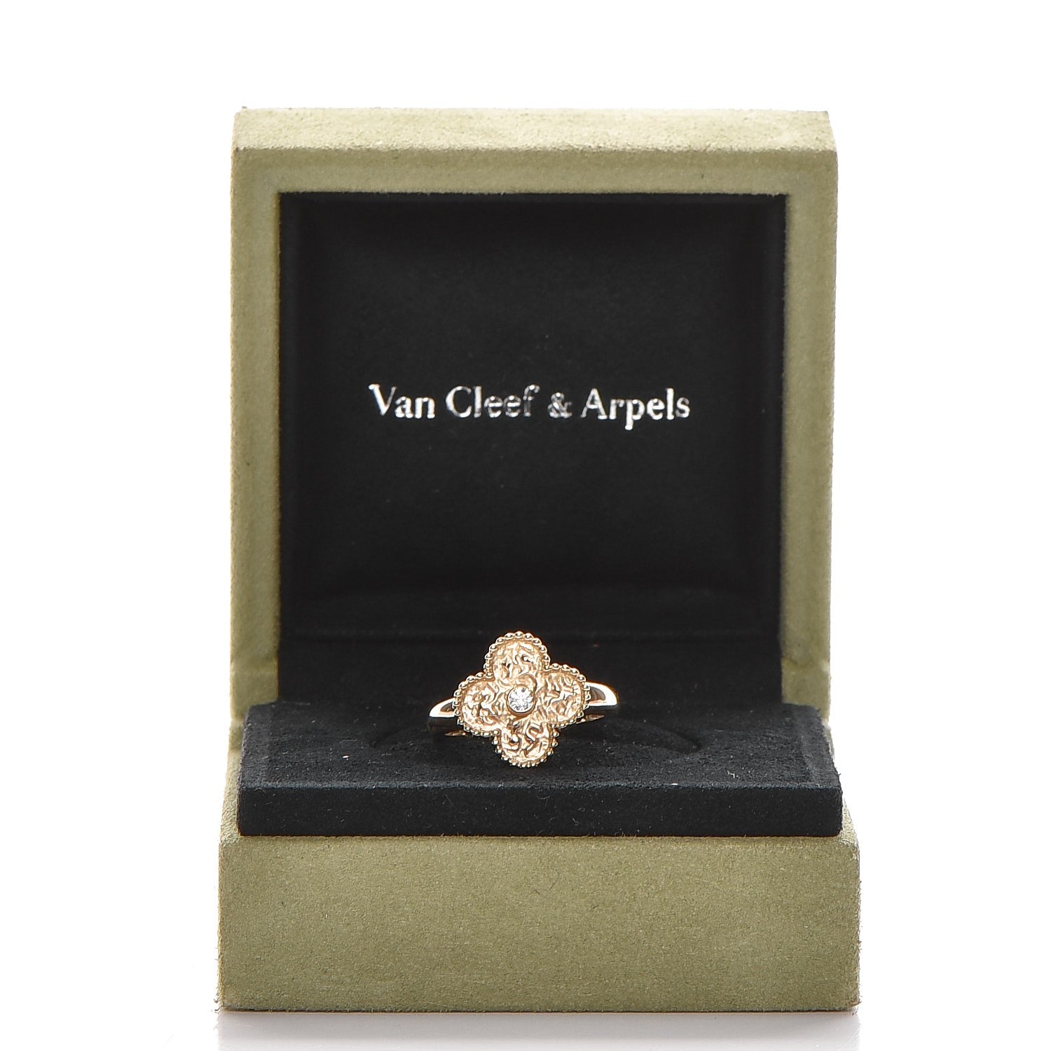Van Cleef & Arpels 18K Yellow Gold Diamond Vintage Alhambra Ring 53 6.25 5 of 5