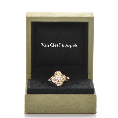 Van Cleef & Arpels 18K Yellow Gold Diamond Vintage Alhambra Ring 53 6.25 5 of 5