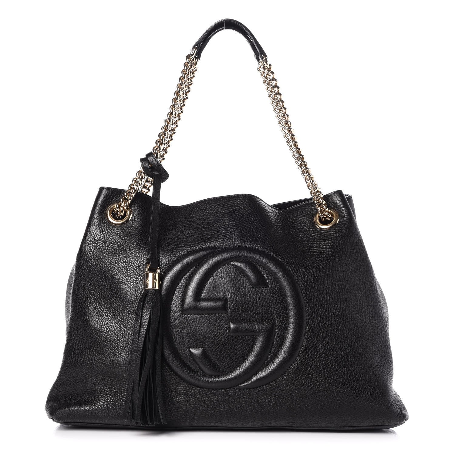 Gucci Pebbled Calfskin Medium Soho Chain Shoulder Bag Black 1 of 11