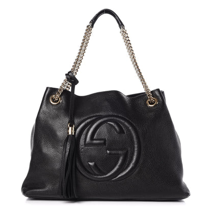 Gucci Pebbled Calfskin Medium Soho Chain Shoulder Bag Black 1 of 11
