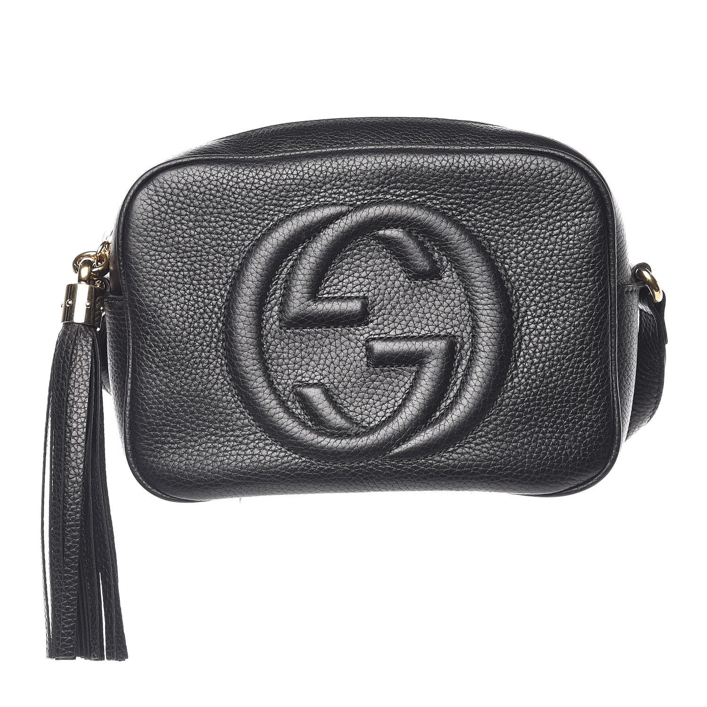 Pebbled Calfskin Small Soho Disco Bag Black
