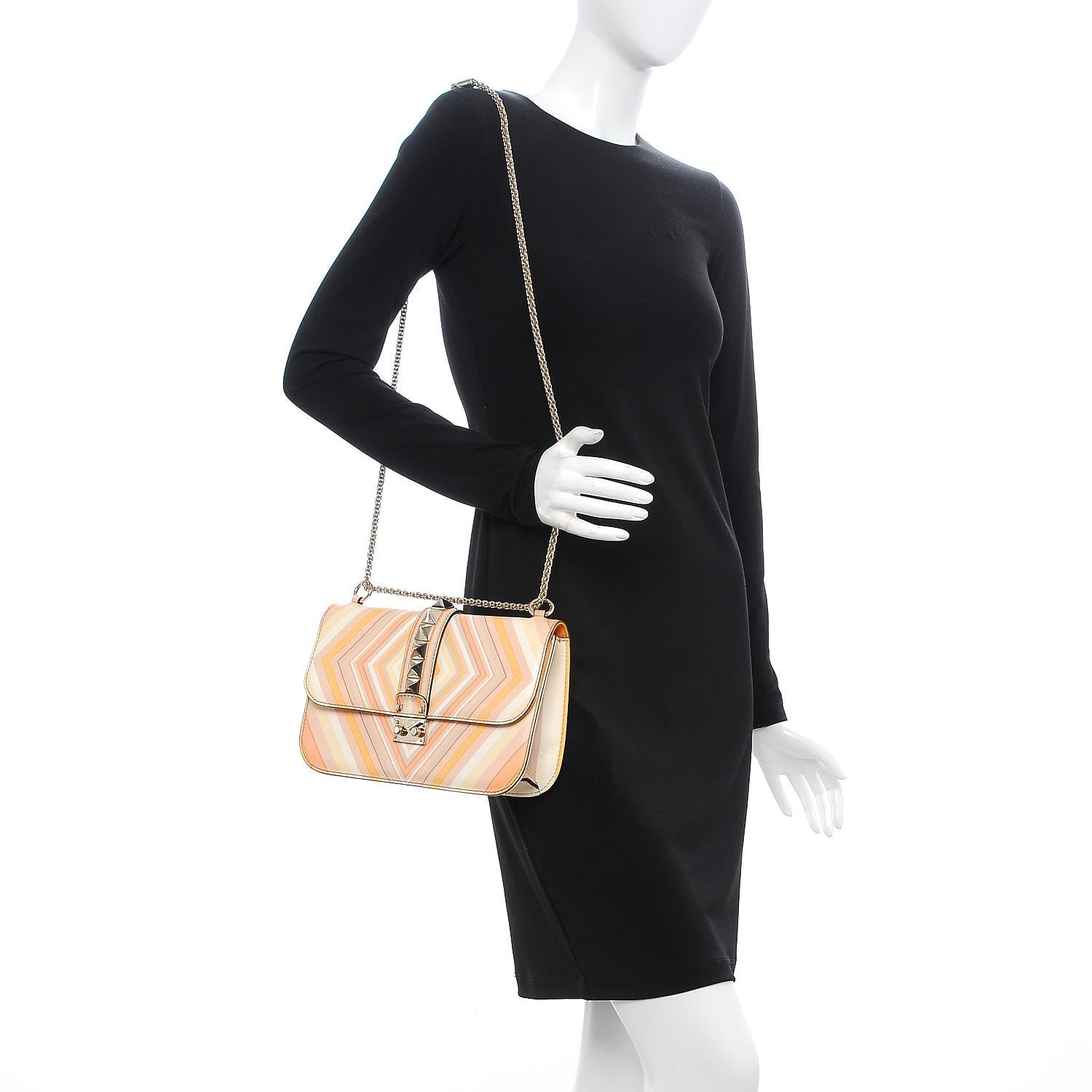 Valentino Garavani Vitello Native Couture 1975 Medium Glam Lock Rockstud Flap Mandarin Sorbet 2 of 8