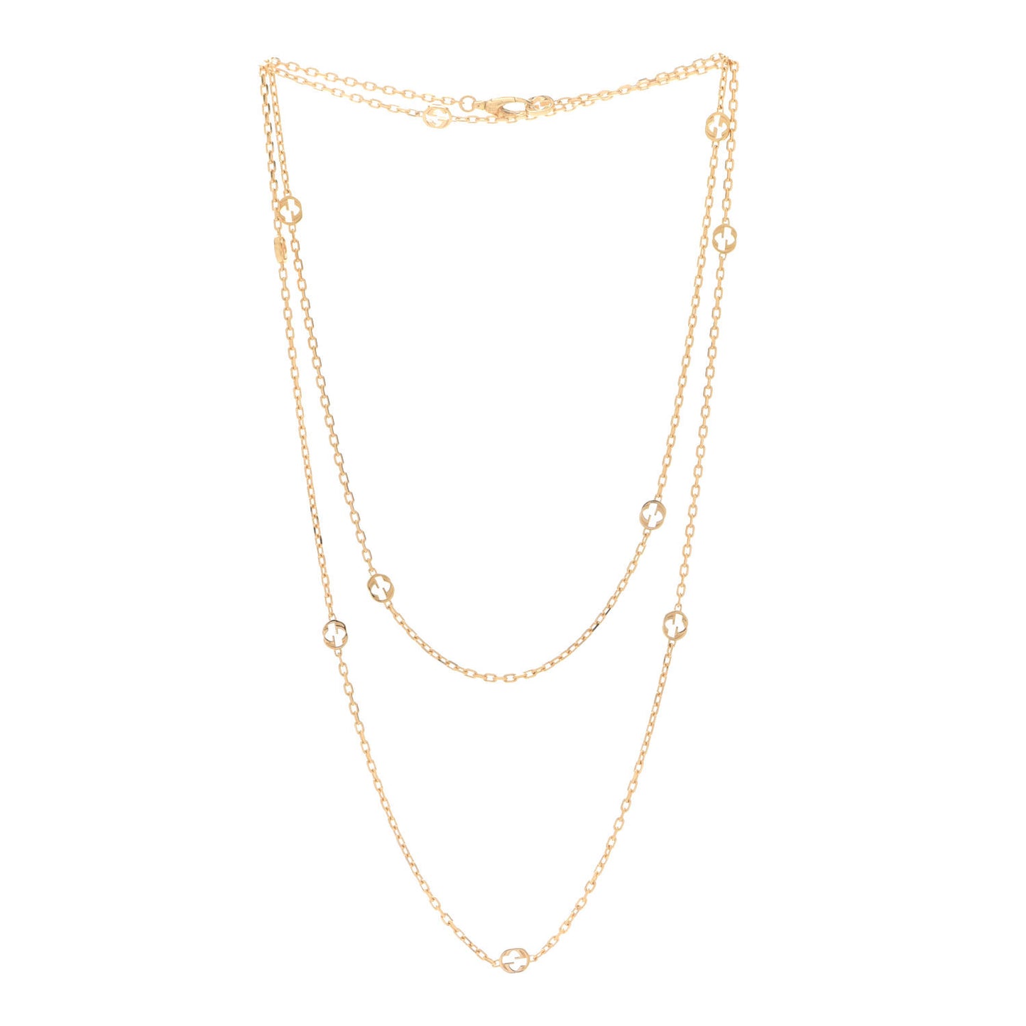18K Yellow Gold Running GG Station Necklace