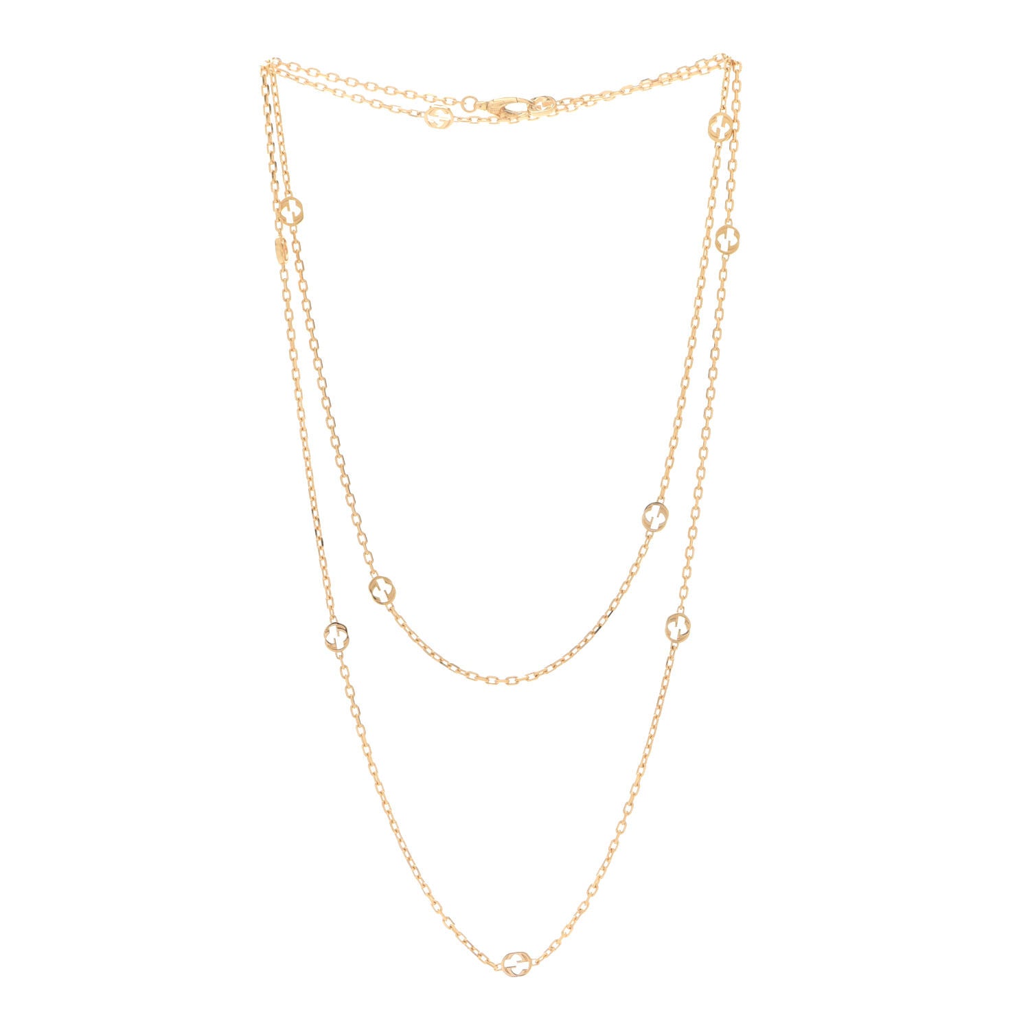 Gucci 18K Yellow Gold Running GG Station Necklace 3 of 6