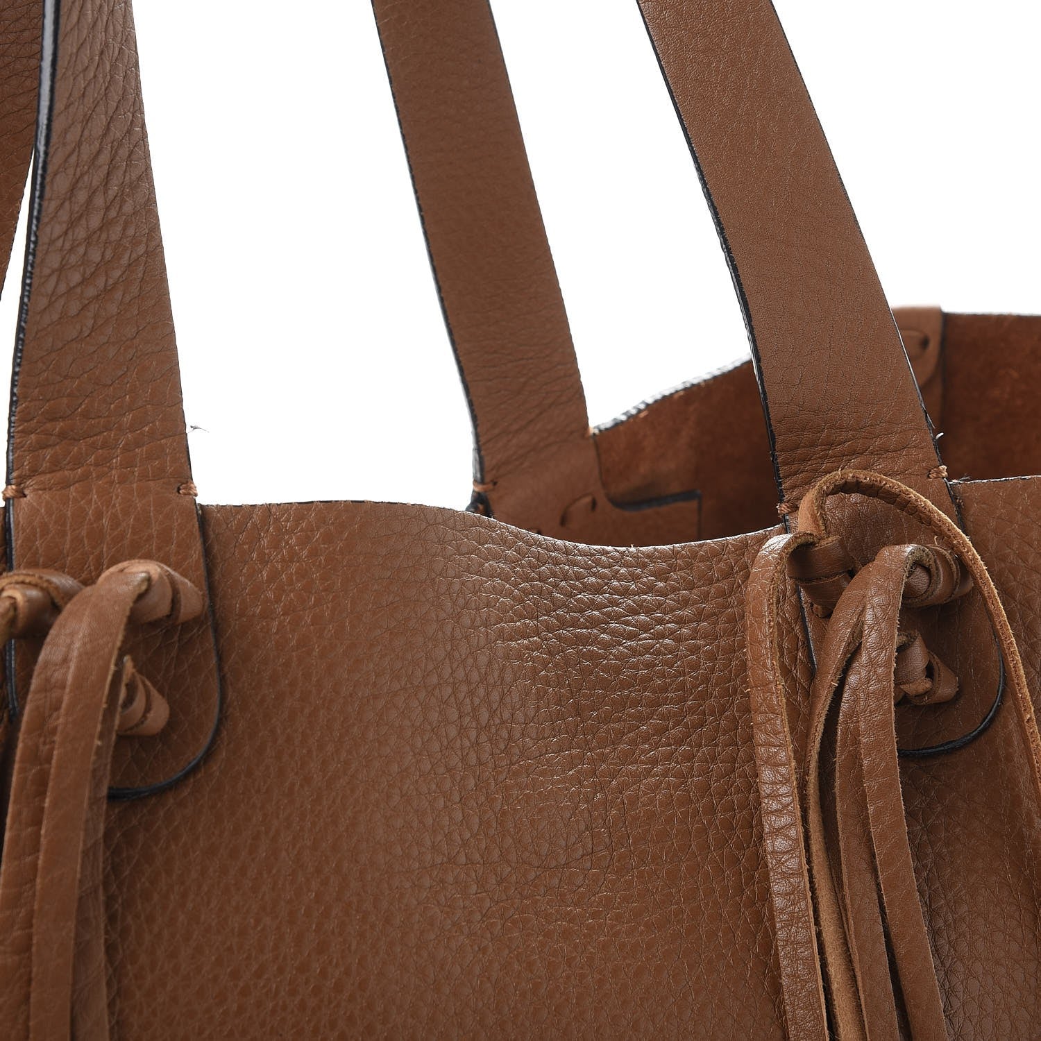 Valentino Garavani Grained Calfskin C-Rockee Fringe Tote Light Cuir 10 of 11