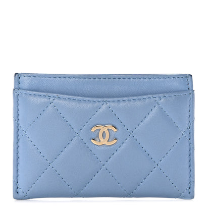 Chanel Lambskin Quilted Card Holder Light Blue 1 of 7