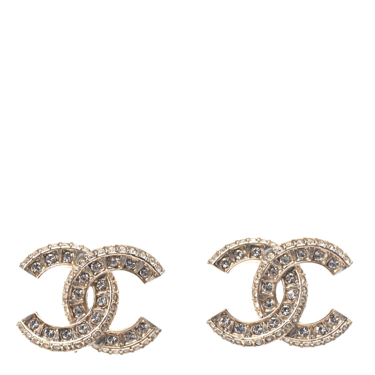 Chanel Crystal Timeless CC Earrings Light Gold 1 of 3