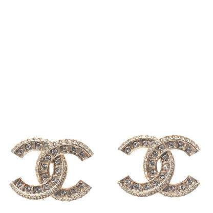 Chanel Crystal Timeless CC Earrings Light Gold 1 of 3