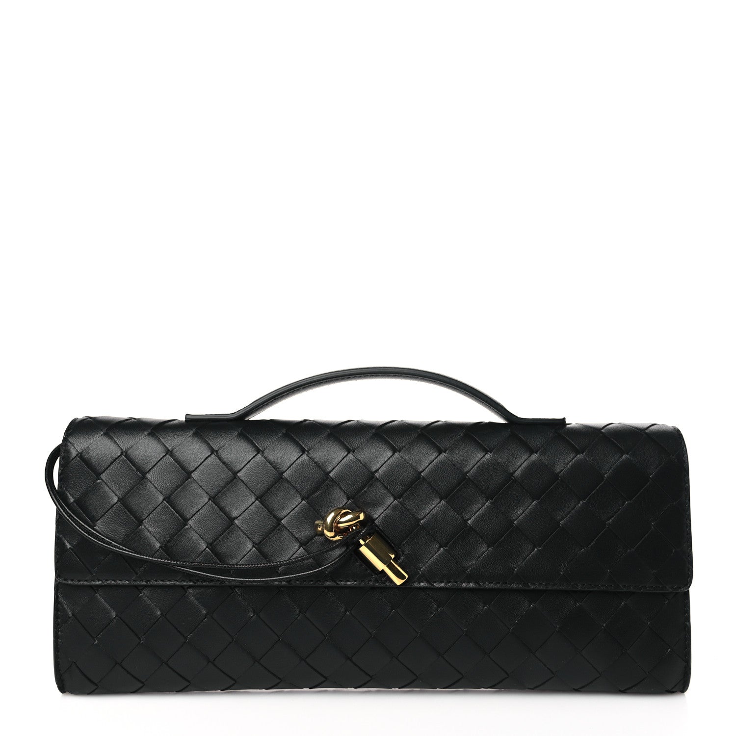 Bottega Veneta Nappa Intrecciato Long Andiamo Top Handle Clutch Black 1 of 8