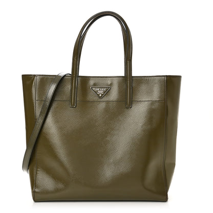 Prada Saffiano Vernice Shopping Tote Militare 1 of 9