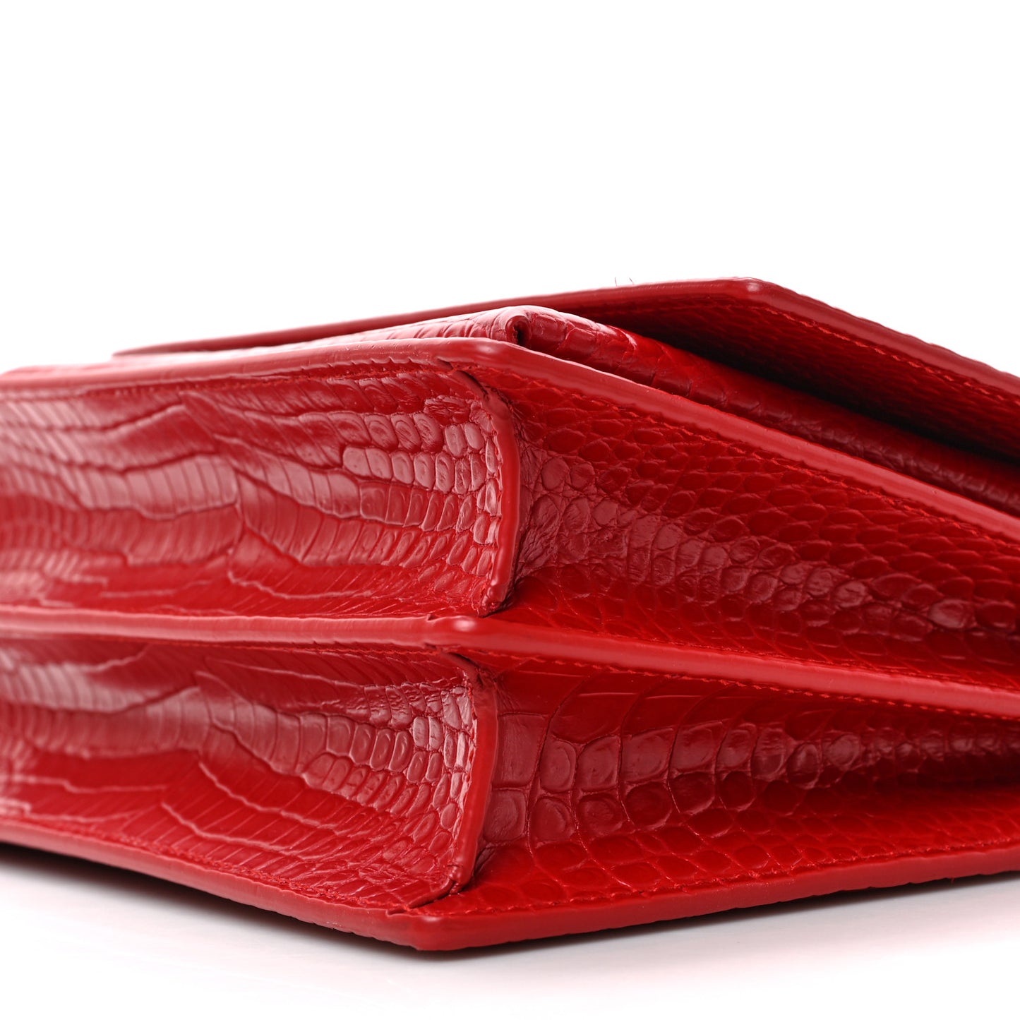Calfskin Crocodile Embossed Medium Monogram Sunset Rouge Eros
