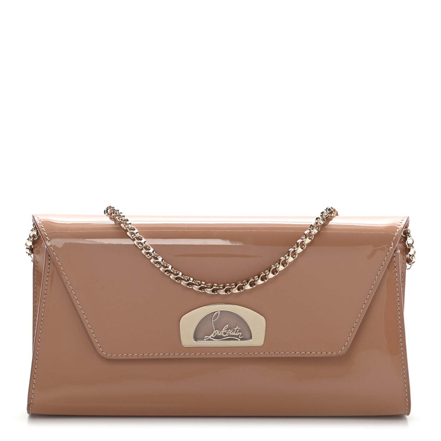 Christian Louboutin Patent Vero Dodat Clutch Nude 1 of 10