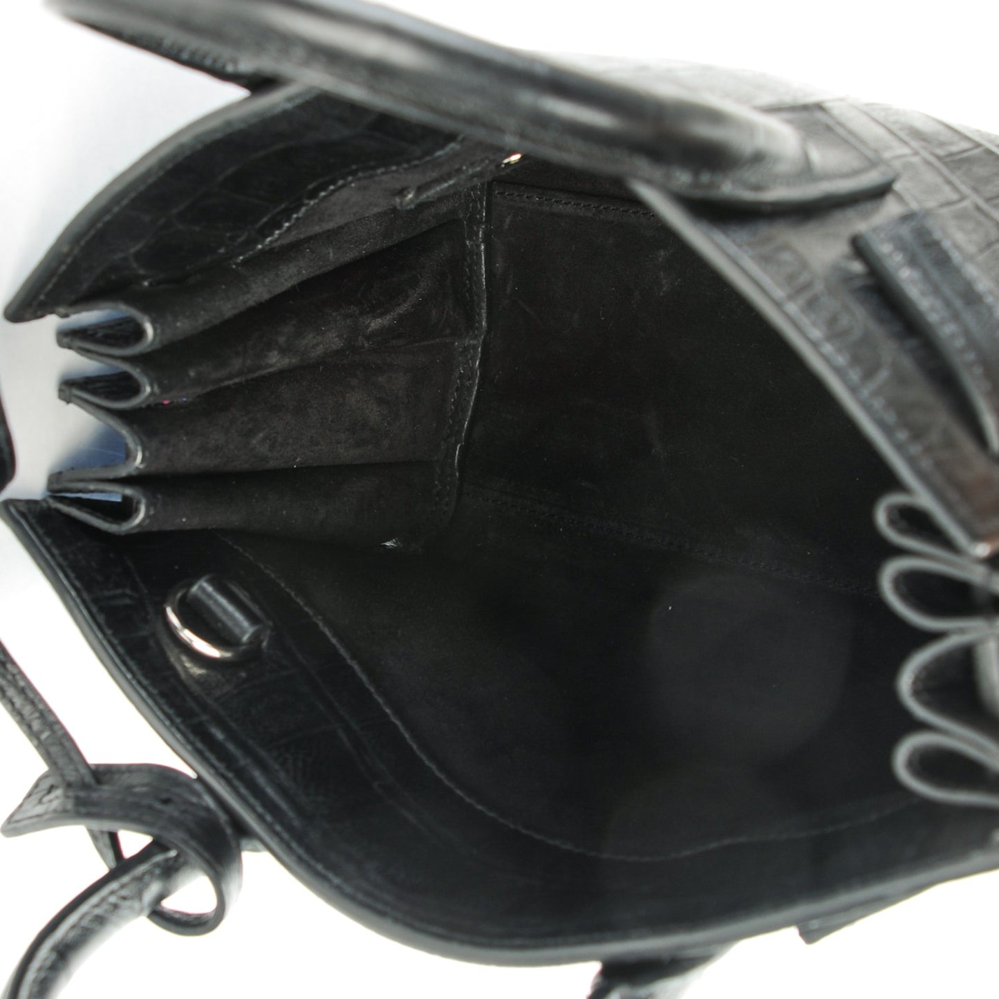 Calfskin Crocodile Embossed Nano Sac De Jour Black