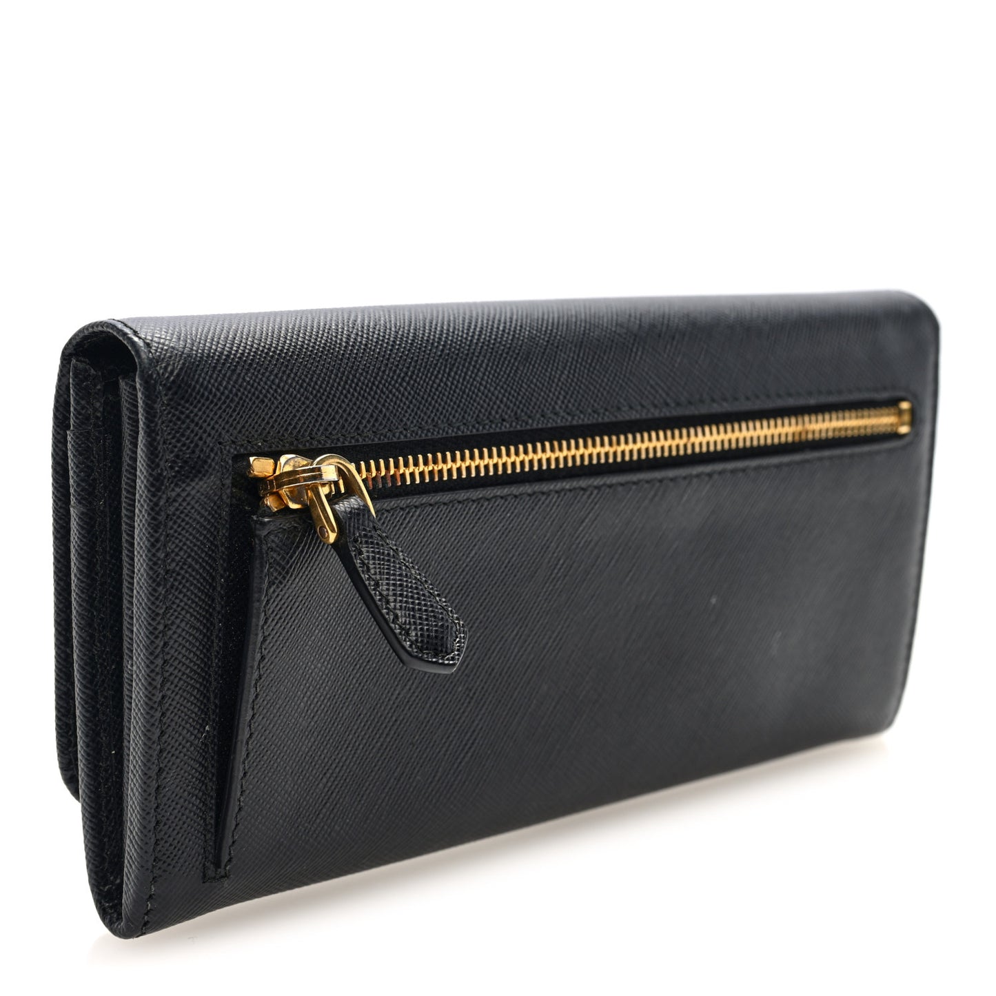 Saffiano Metal Continental Flap Wallet Black