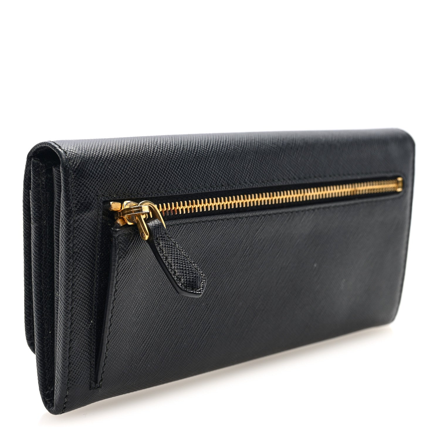 Prada Saffiano Metal Continental Flap Wallet Black 3 of 6
