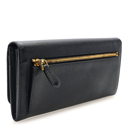 Prada Saffiano Metal Continental Flap Wallet Black 3 of 6
