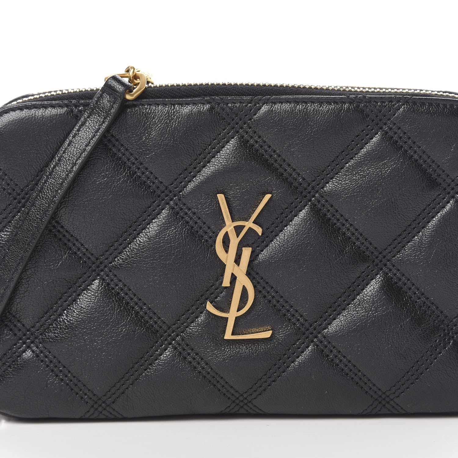 Saint Laurent Grained Lambskin Quilted Mini Becky Double Zip Bag Black 10 of 12