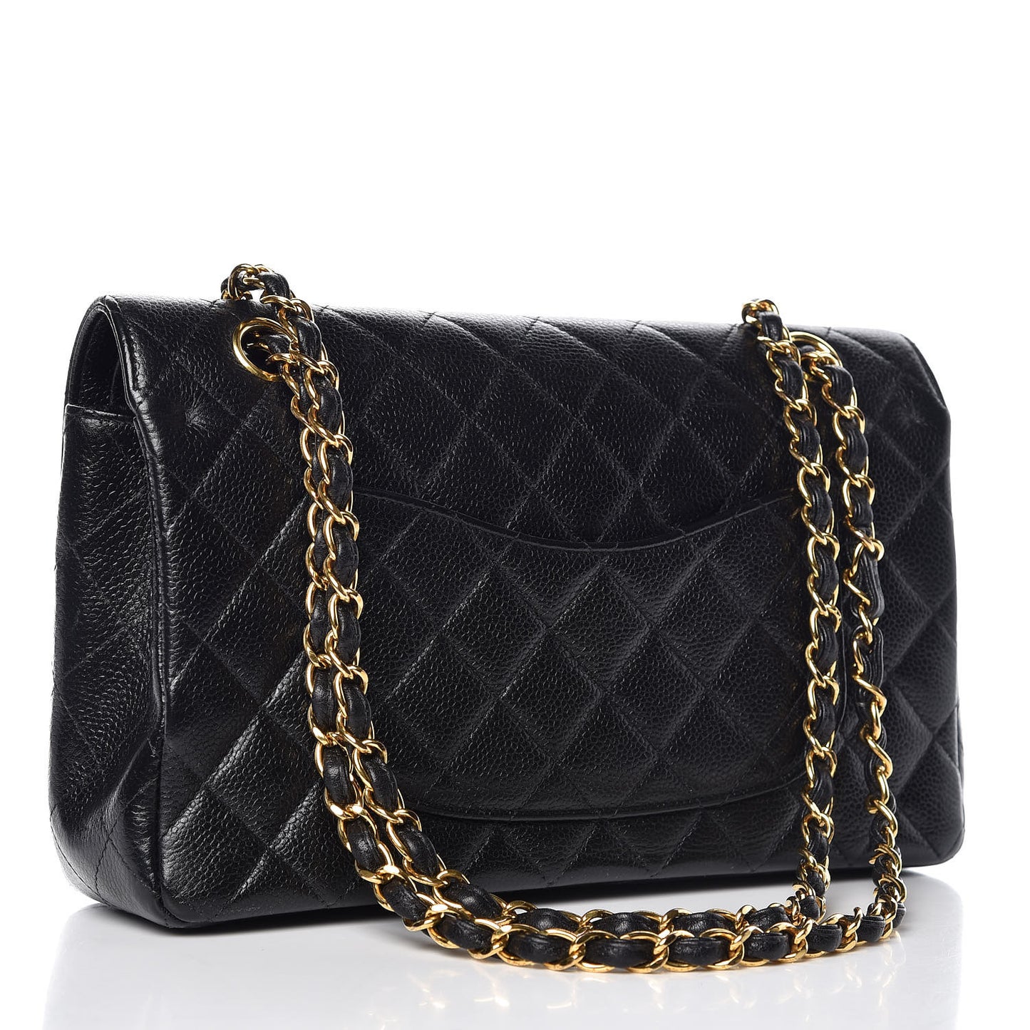 Caviar Quilted Medium Double Flap Black