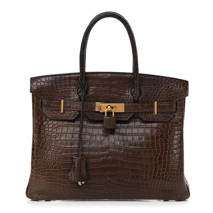 Hermes Shiny Porosus Crocodile Birkin 30 Havane 1 of 19