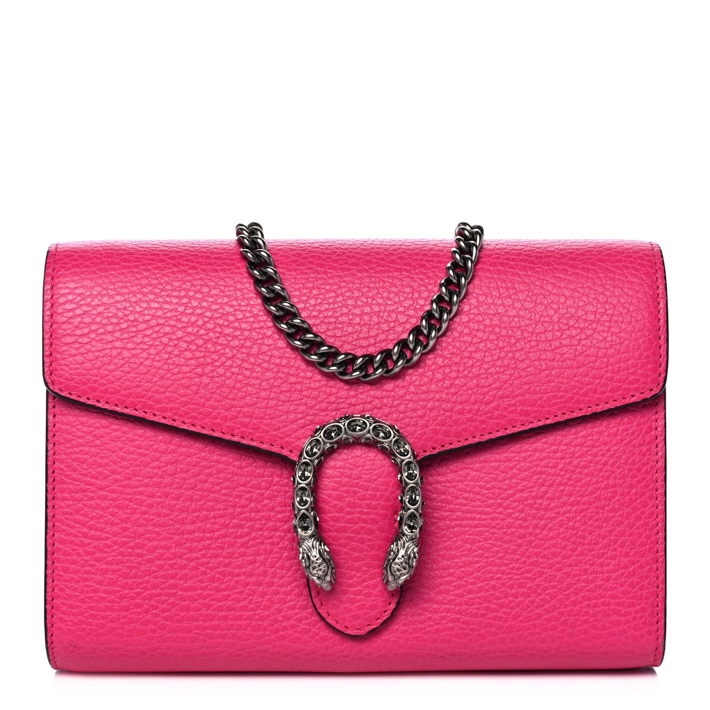 Dollar Calfskin Crystal Mini Dionysus Chain Wallet Box Pink