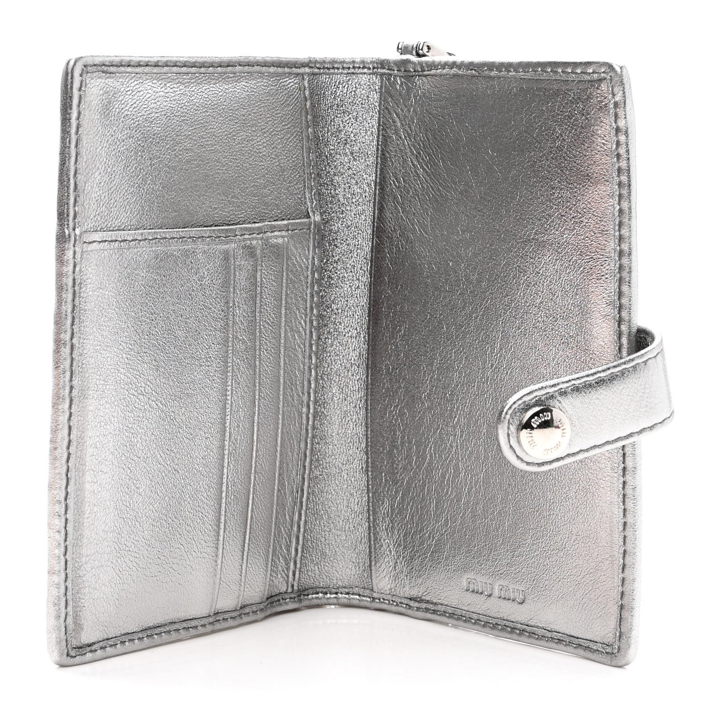 Metallic Nappa Matelasse Chain Card Holder Cromo