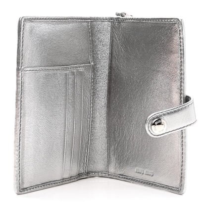 Miu Miu Metallic Nappa Matelasse Chain Card Holder Cromo 5 of 7