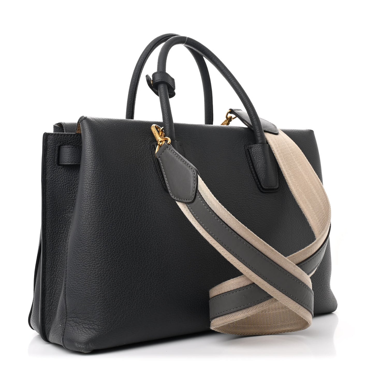 Grained Calfskin Large Milla Tote Phantom Grey