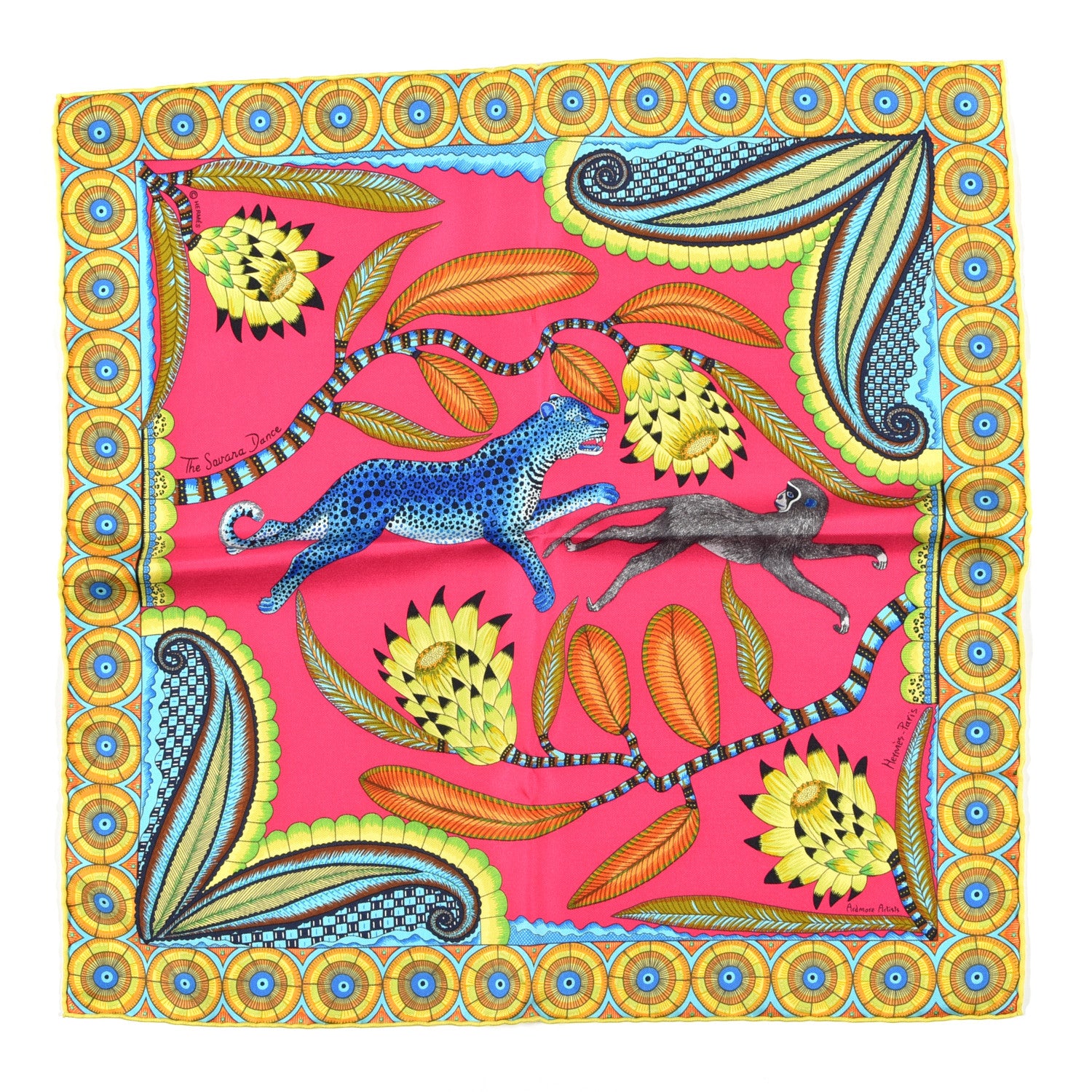 Hermes Silk The Savana Dance Pocket Square 1 of 3