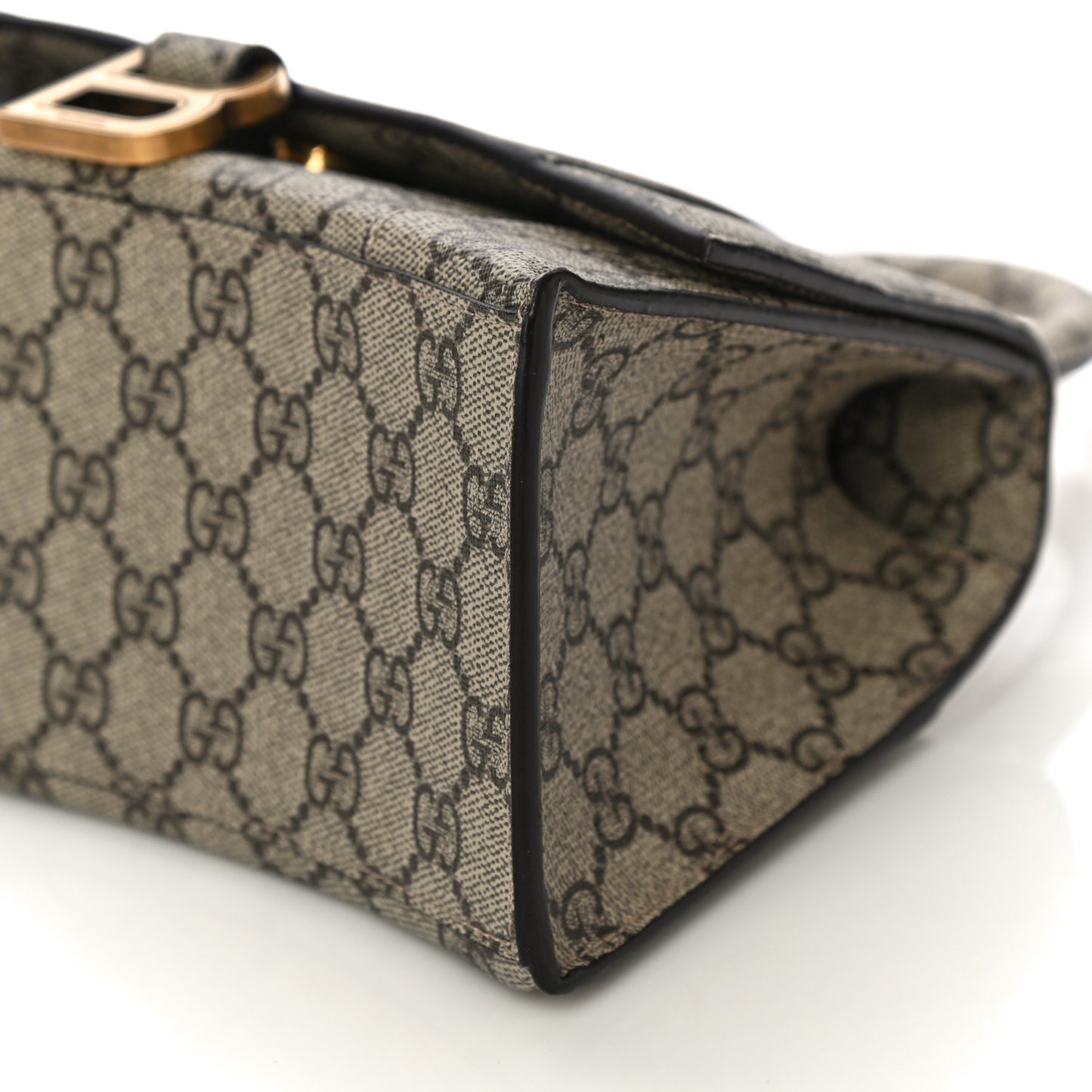 X GUCCI GG Supreme Monogram Small Hourglass Top Handle Bag Beige Ebony