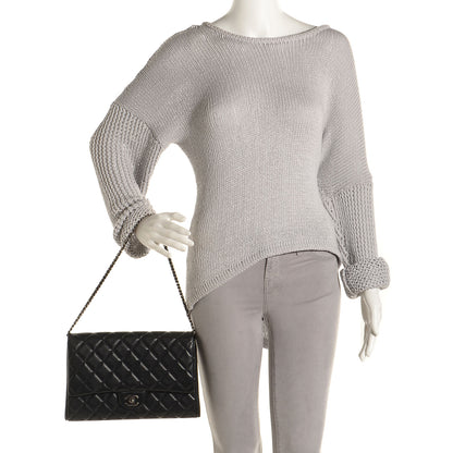 Chanel Lambskin Quilted Clutch With Chain Flap Black 2 of 8