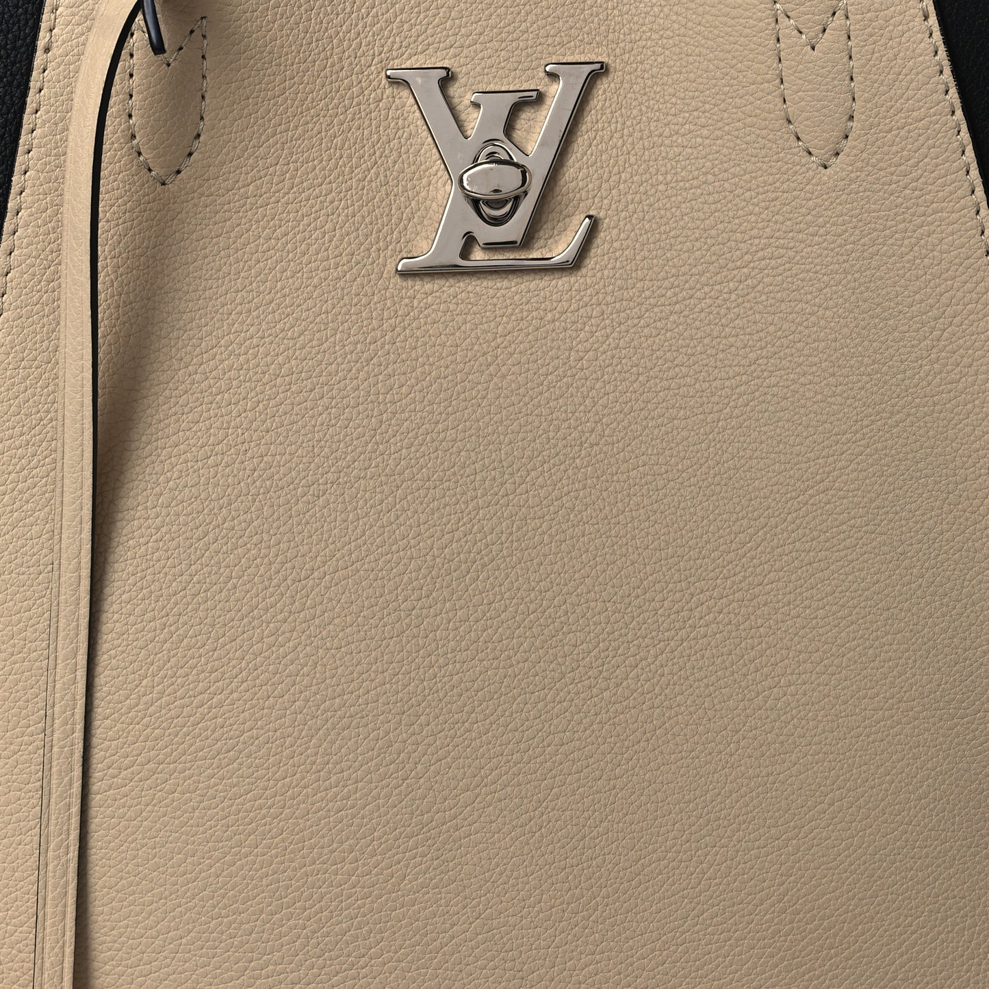 Calfskin Lockme Go Tote Black Vanilla